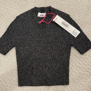 GCDS Ribbed Black Crop Top